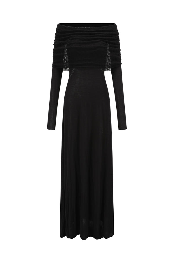 SWAYING/KNIT one-line collar cutout dress SW24SS2L27 black PS71